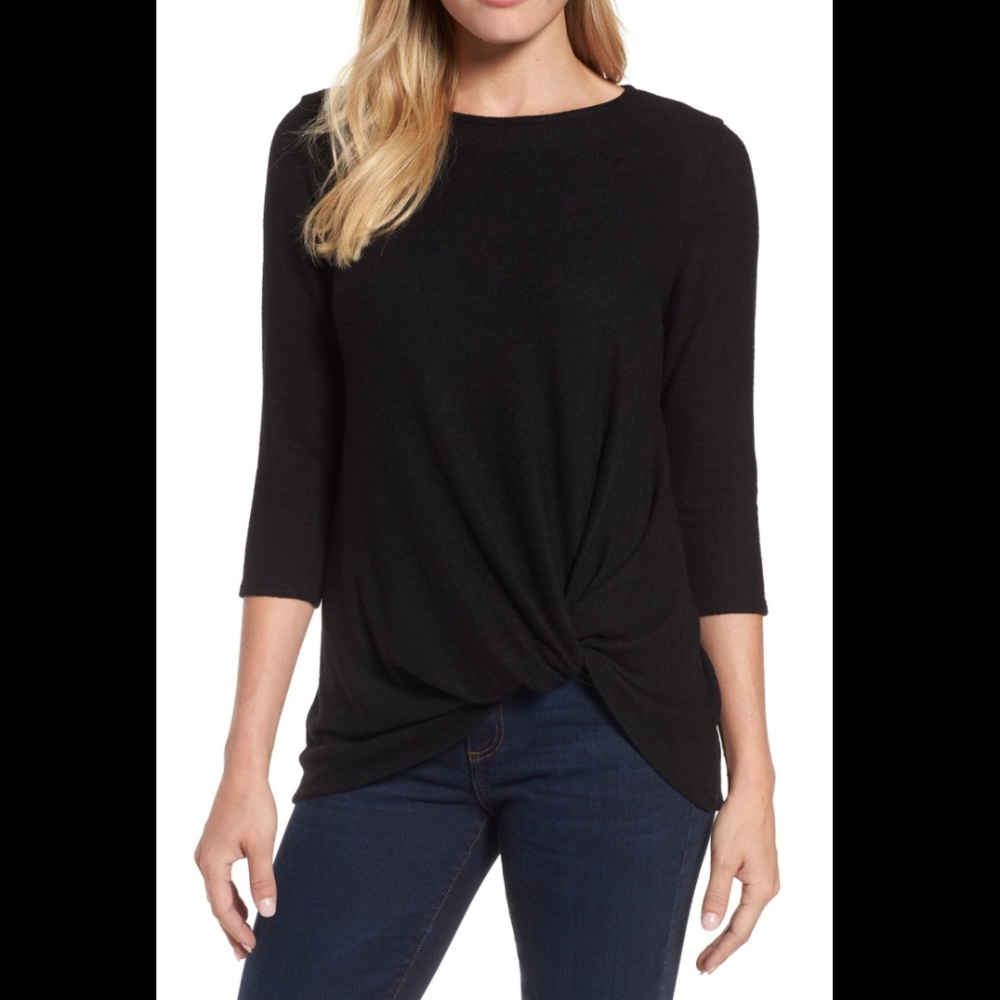 Gibson Lightweight Twist Front Pullover, Black